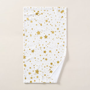 Toalha De Mão Estrelas de Ouro2 - Branco puro -