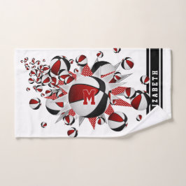 Toalha De Mão estrelas vermelhas do cesto preto escaravanas