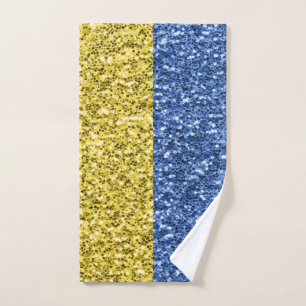 Toalha De Mão Faíscas de brilho azul amarelo da bandeira da Ucrâ