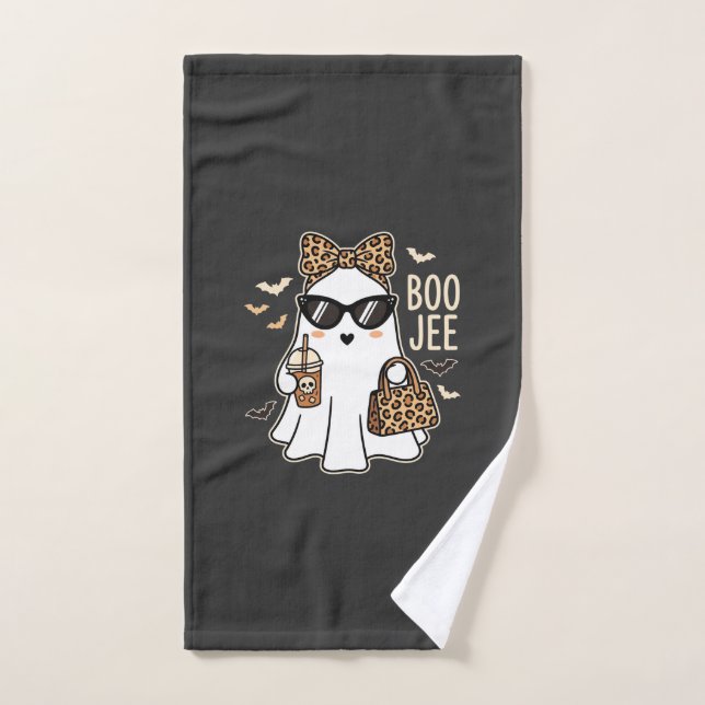 Toalha De Mão Fantasma Fofo Boo Jee Design de Leopardo de Hallow (Toalha de mão)