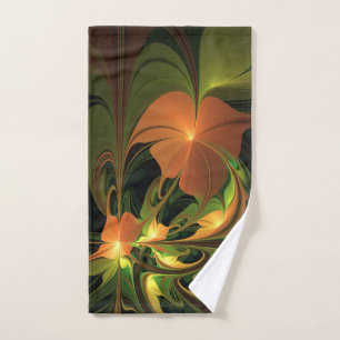 Toalha De Mão Fantasy Plant Abstrato Green Rust Brown Fractal