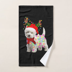 Toalha De Mão Feliz Natal Xmas Westie Dog Reindeer Cosplay