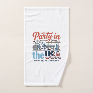 Toalha De Mão Festa de Fisioterapia nos EUA Camiseta Vintage_