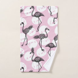 Toalha De Mão Flamingo de abacaxi rosa