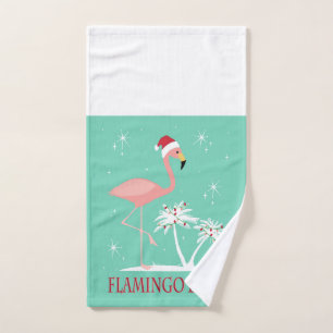 TOALHA DE MÃO FLAMINGO MODERNO DO NATAL VINTAGE