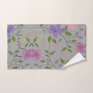 Toalha De Mão Flor roxo, rosado e legante, personalizado