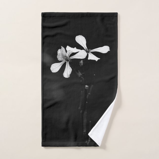 Toalha De Mão floral preto e branco mínimo (Toalha de mão)