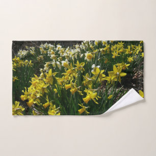 Toalha De Mão Flores de primavera de Daffodils Amarelos e Branco