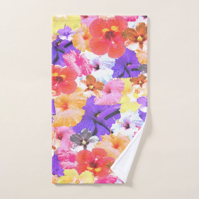 Toalha De Mão Flores De Vidro Hibiscus Manchadas, (Toalha de mão)