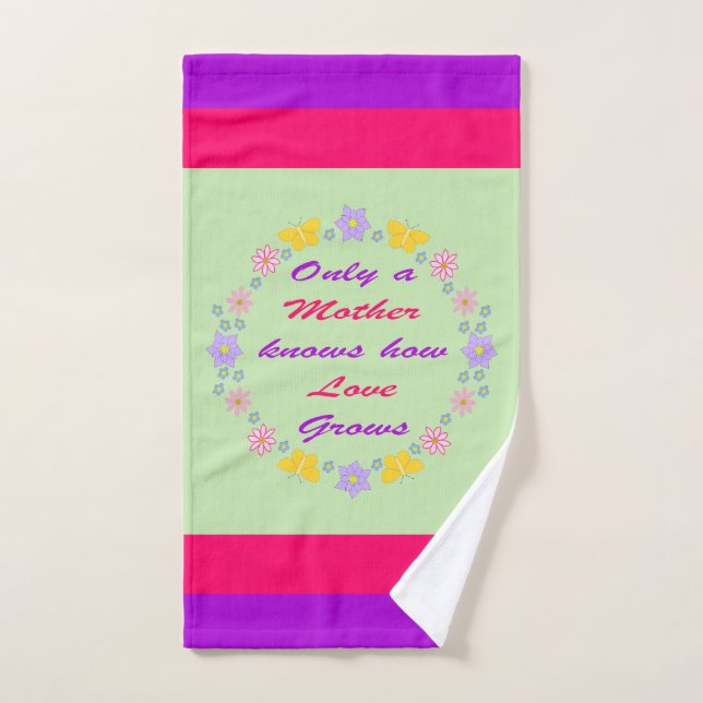 Toalha De Mão Flores e borboletas de dia de as mães (Toalha de mão)