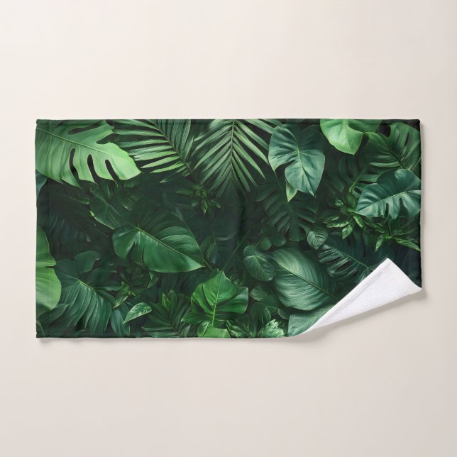 Toalha De Mão Folhas Tropicais Verdes (Toalha de mão)