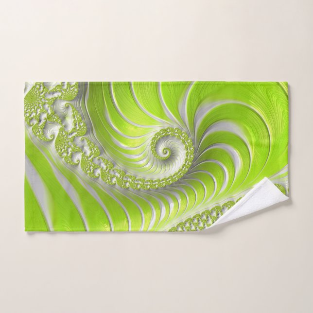 Toalha De Mão Fractal espiral do Verde limão moderno abstrato (Toalha de mão)