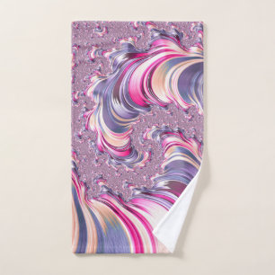 Toalha De Mão Fractal Espiral Rosa Roxo Abstrato