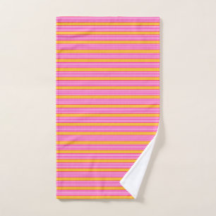 Toalha De Mão Fuchsia e padrão amarelo de cinco faixas