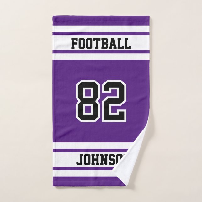Toalha De Mão Futebol 🏈 roxo e branco - personalização de 100% (Toalha de mão)