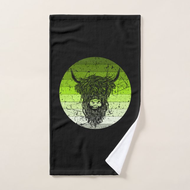 Toalha De Mão Gado Escocês Highland Retro (Toalha de mão)