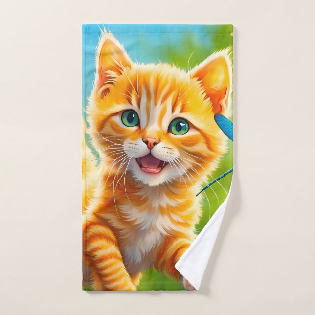 Toalha De Mão Gatinho Alegre (Toalha de mão)