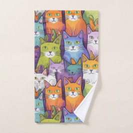 Toalha De Mão Gatos bonitos, reluzentes em uma mão