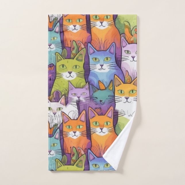 Toalha De Mão Gatos bonitos, reluzentes em uma mão (Toalha de mão)