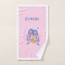 Toalha De Mão Gêmeos Rosa, zodíaco, impressão de signo estelar