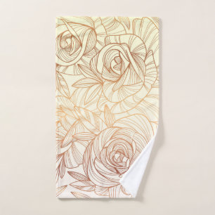 Toalha De Mão gradiente ouro linear floral