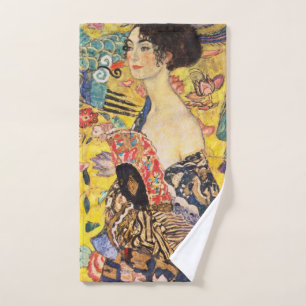 Toalha De Mão Gustav Klimt Lady com ventilador