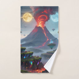 Toalha De Mão Hand Towel with Fantasy Volcano Art