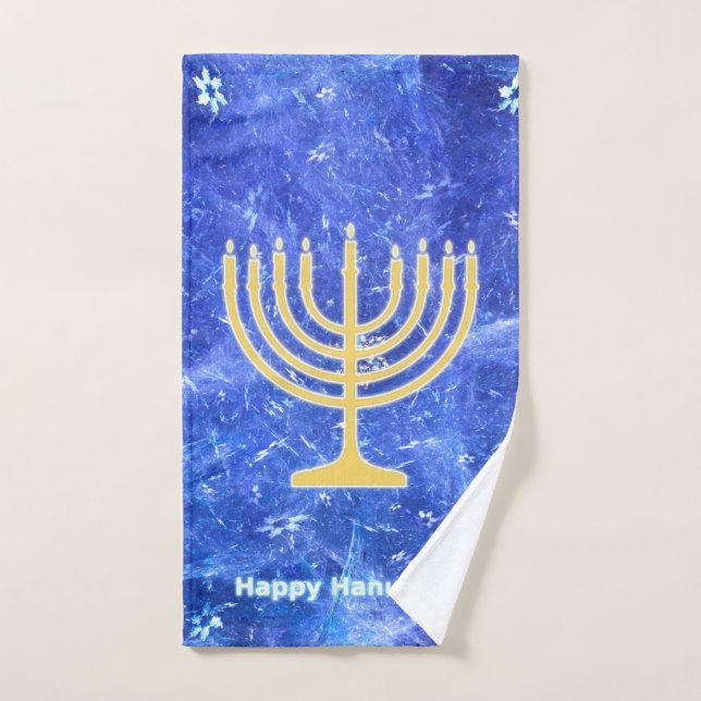 Toalha De Mão Hanukkah Snowstorm Menorah (Toalha de mão)