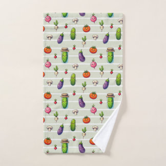 Toalha De Mão "Happy Veggies"- süßes Gemüse Muster