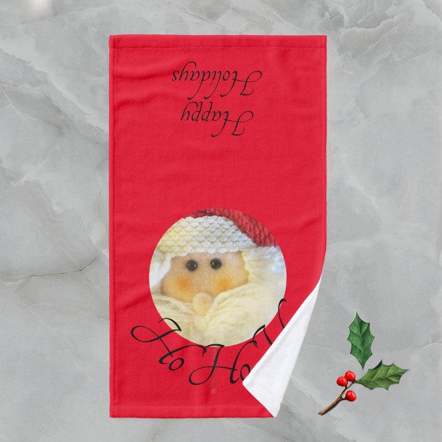 Toalha De Mão Ho Ho Papai Noel Enfrenta Um Bom Natal Vermelho (Criador carregado)