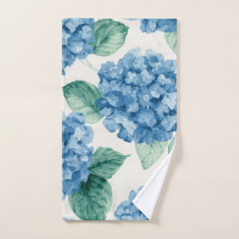 Toalha De Mão Hydrangea Blues Floral Watercolor Botanical Blooms