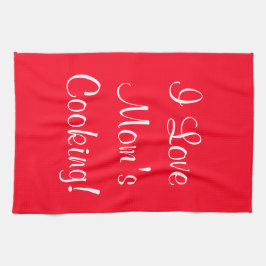 Toalha De Mão I Love Mães (Name) Cozinhar Red White