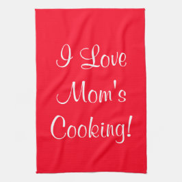 Toalha De Mão I Love Mães (Name) Cozinhar Red White