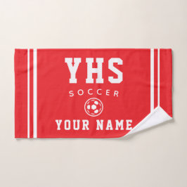 Toalha De Mão Ícone de Futebol, Nome Personalizado & Escola, Pre