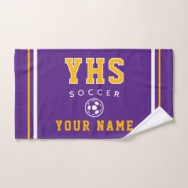 Toalha De Mão Ícone de Futebol, Nome Personalizado & Escola, Pre