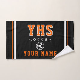 Toalha De Mão Ícone de Futebol, Nome Personalizado & Escola, Pre