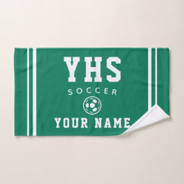 Toalha De Mão Ícone de Futebol, Nome Personalizado & Escola, Pre