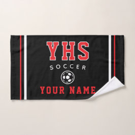 Toalha De Mão Ícone de Futebol, Nome Personalizado & Escola, Pre
