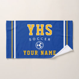 Toalha De Mão Ícone de Futebol, Nome Personalizado & Escola, Pre