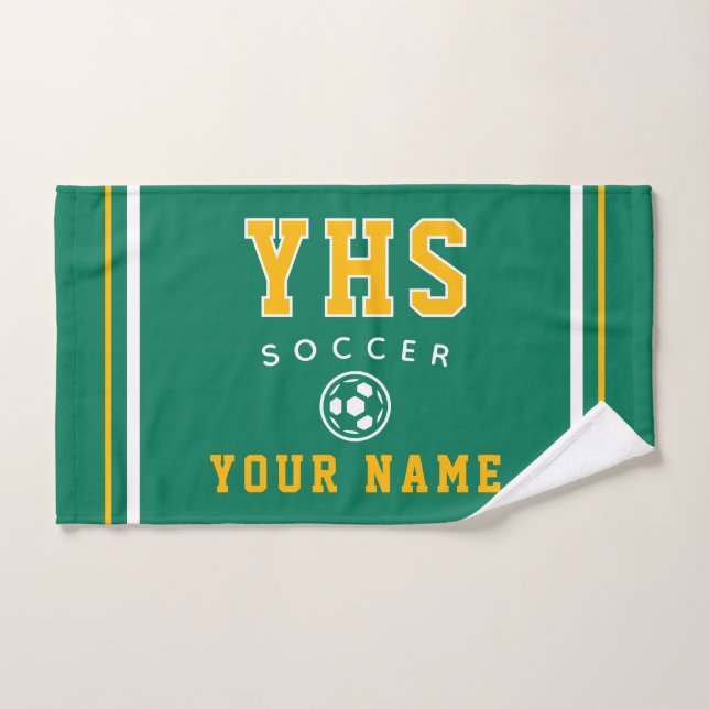 Toalha De Mão Ícone de Futebol, Nome Personalizado & Escola, Pre (Toalha de mão)