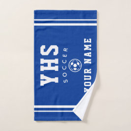 Toalha De Mão Ícone de Futebol, Nome Personalizado & Escola, Pre