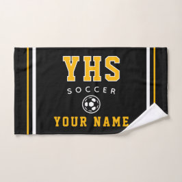 Toalha De Mão Ícone de Futebol, Nome Personalizado & Escola, Pre