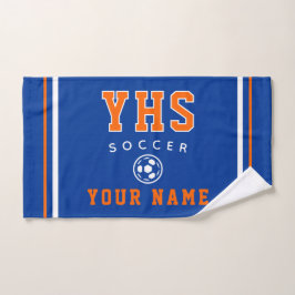 Toalha De Mão Ícone de Futebol, Nome Personalizado & Escola, Pre