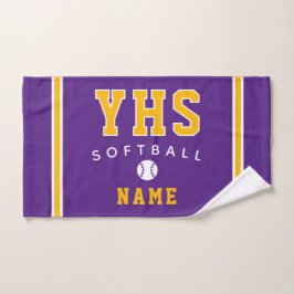 Toalha De Mão Ícone de Softbol, Nome e Escola Personalizados, Pr