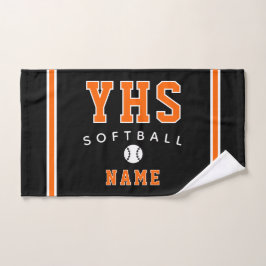 Toalha De Mão Ícone de Softbol, Nome e Escola Personalizados, Pr