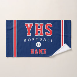 Toalha De Mão Ícone de Softbol, Nome e Escola Personalizados, Pr