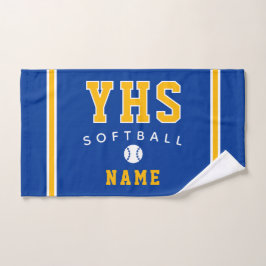 Toalha De Mão Ícone de Softbol, Nome Personalizado e Escola, Pre