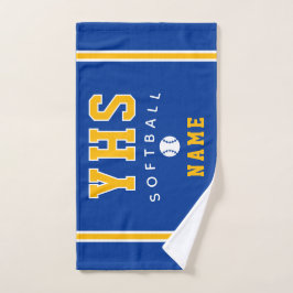 Toalha De Mão Ícone de Softbol, Nome Personalizado e Escola, Pre