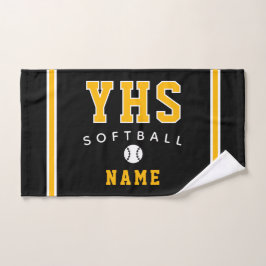 Toalha De Mão Ícone de Softbol, Nome Personalizado e Escola, Pre