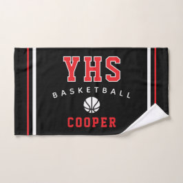 Toalha De Mão Ícone do Basquetebol, Nome e Escola Personalizados